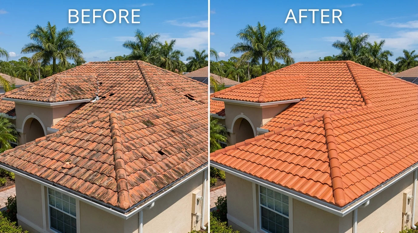 Before after roofinng installation