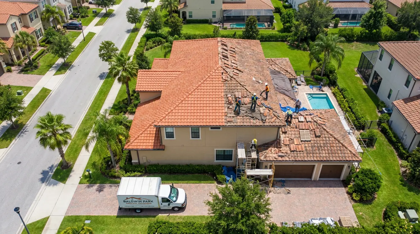 aerial view of roofing orlando